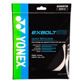 Badmintonsaite Yonex Exbolt 63 White (10m)