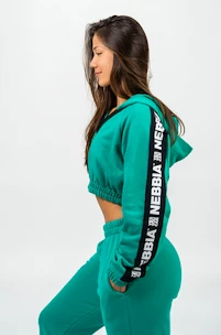 Damen Hoodie Nebbia  Cropped Zip-Up Hoodie green