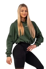 Damen Hoodie Nebbia Loose Fit Crop Hoodie Iconic 421 dark green