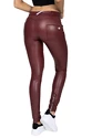 Damen Leggins Hugz Jeans  Wine Faux Leather Biker Mid Waist