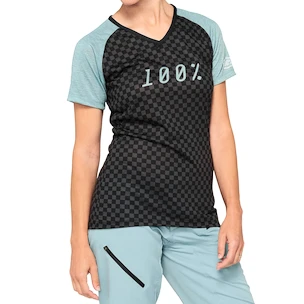 Damen-Radtrikot 100%  Airmatic Women's Jersey Seafoam Checkers