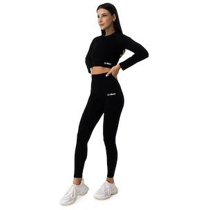 Damen T-Shirt GymBeam  FLO Ribbed CropTop Black