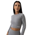 Damen T-Shirt GymBeam  FLO Ribbed CropTop Grey