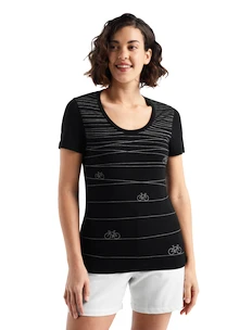 Damen T-Shirt Icebreaker  Tech Lite II SS Scoop Tee Hill Sprint Black