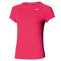 Damen T-Shirt Mizuno  Dry Aero Flow Tee Rose Red