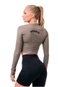 Damen T-Shirt Nebbia Hero Sporty Hero crop top long sleeve mocha