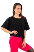 Damen T-Shirt Nebbia  Organic Cotton Loose Fit “The Minimalist” Crop Top 417 black