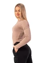 Damen T-Shirt Nebbia  Organic Cotton Ribbed Long Sleeve Top 415 brown