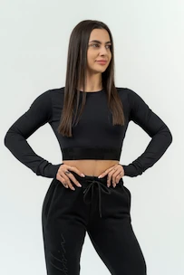 Damen T-Shirt Nebbia  Women's Long Sleeve Crop Top Perform 839 Black