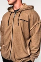 Herren Hoodie Nebbia  Washed-off Zip Up Hoodie GYM BRO Light Brown