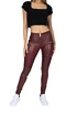 Herren Leggins  Hugz Jeans  Wine Faux Leather Biker Mid Waist