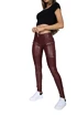 Herren Leggins  Hugz Jeans  Wine Faux Leather Biker Mid Waist