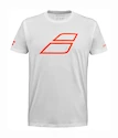 Kinder T-Shirt Babolat  Strike Cotton Tee Jr White/Strike Red 8 - 10 Jahre