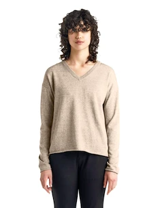 Pullover Icebreaker  Flaxen LS V Sweater Beige S